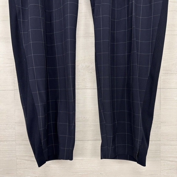 Athleta Brooklyn Textured Pull On Ankle Pants Women Sz 22 Navy Blue Windowpane - Picture 4 of 15
